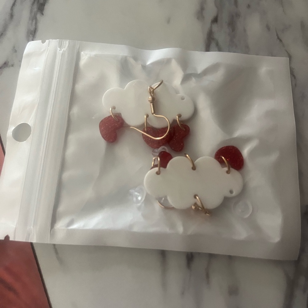 Cloud and Heart Raindrop Earrings